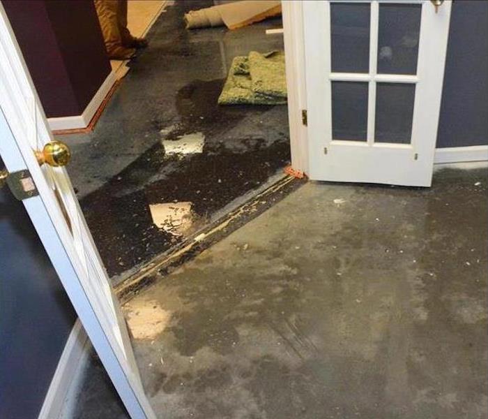Standing water on the floors in a home.