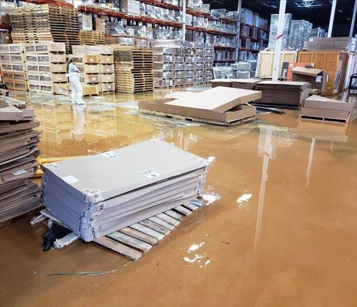 flooded commercial business warehouse